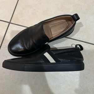 Bally Black Leather Slip-On Loafers